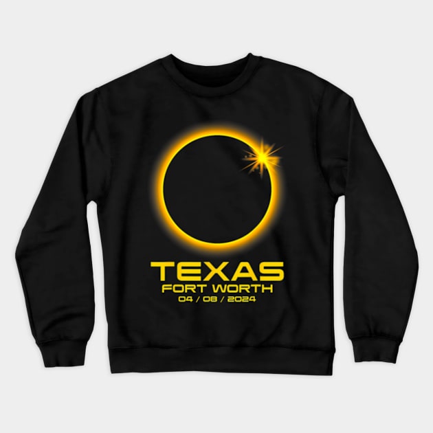 Fort Worth Texas Tx Total Solar Eclipse 2024 Crewneck Sweatshirt by SanJKaka